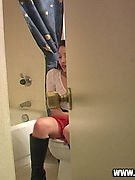 Ladies Room Panty Snaps - sneaky spycam shots of chicks on the toilet and changing their panties!